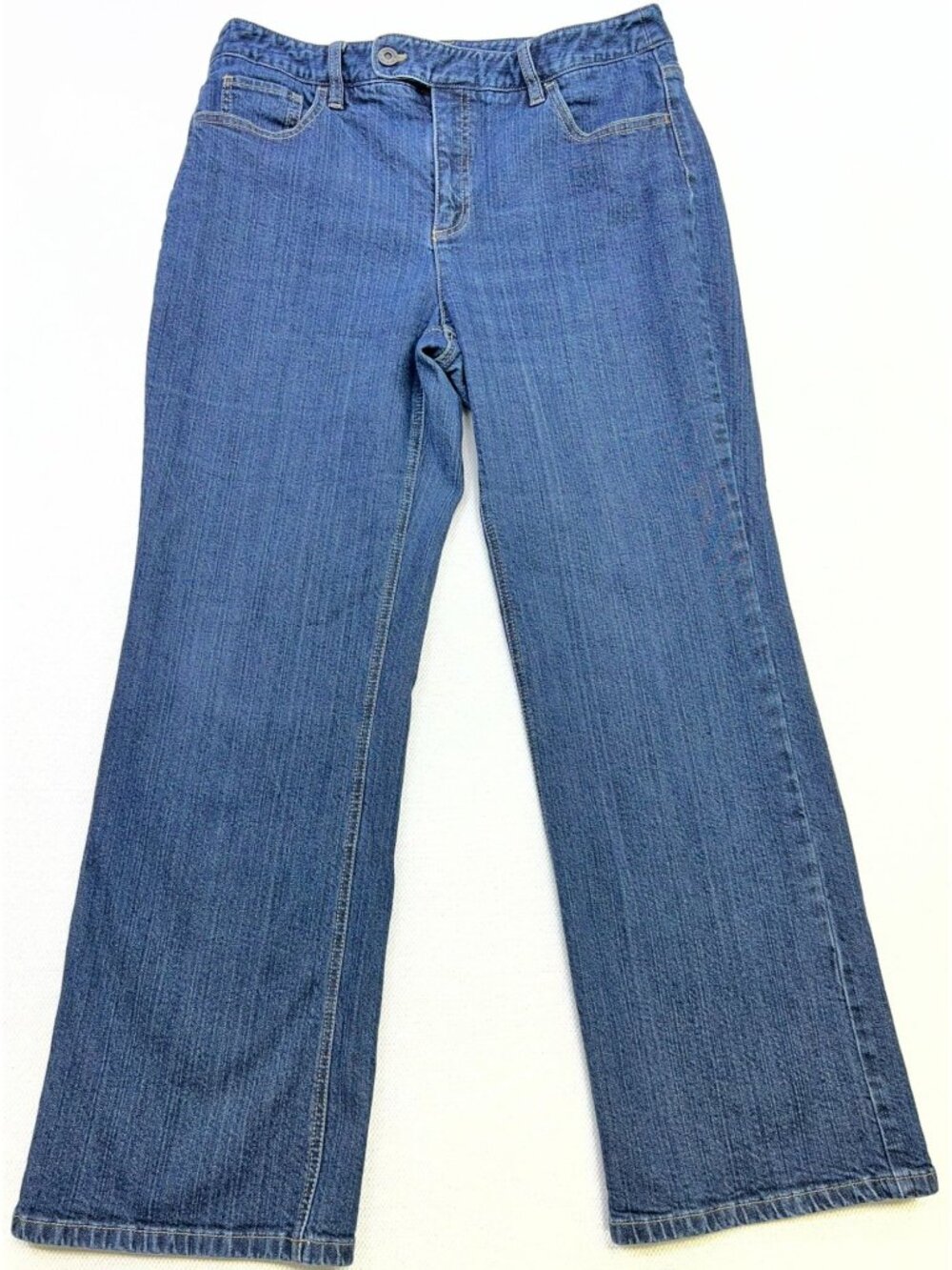Talbots Women's Straight-Leg Jeans Stretch Denim Size 12P Blue Medium Wash